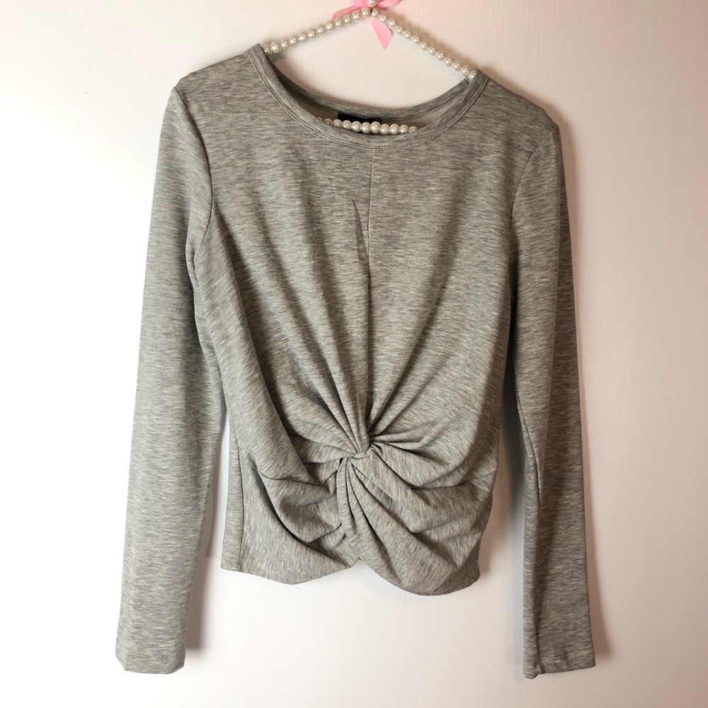 Drew Twist Top Sweatshirt Sweater Grey Super Soft - Picture 1 of 7